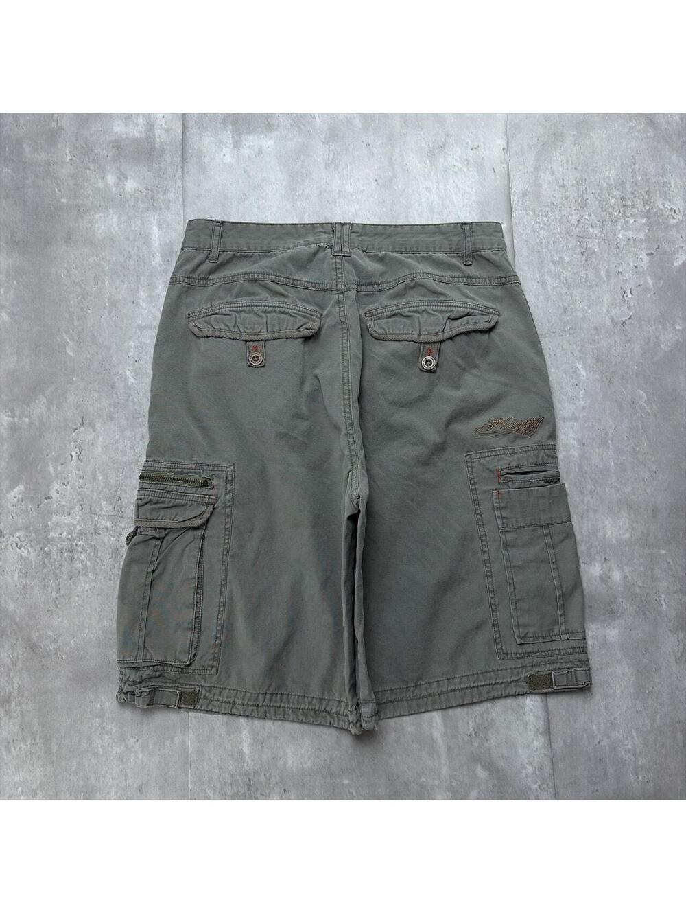 Y2K Olive Green Plugg Surf Grunge Baggy Cargo Skater Shorts